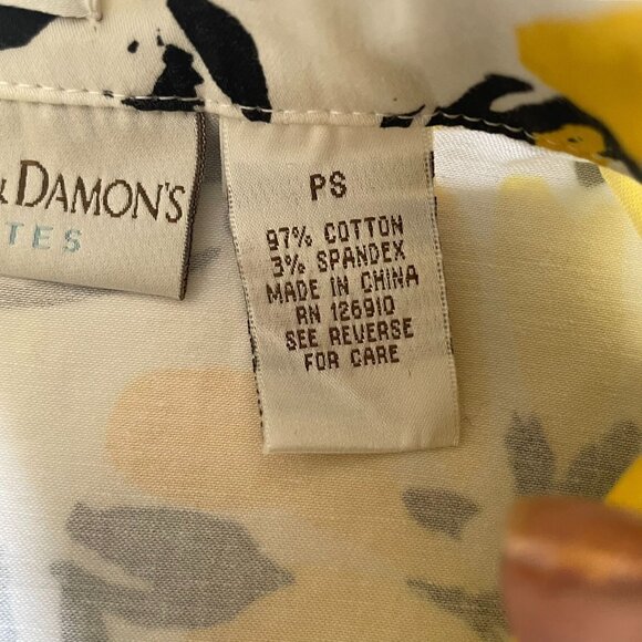 Womens Denim Floral Jacket Stretch Yellow Black Size 8 u - Picture 10 of 12